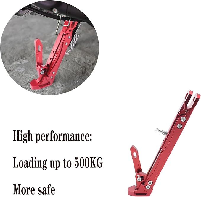 Universal Lengthened Adjustable Long Kickstand CNC Aluminum Alloy Motorcycle Long Kickstand Accessories Motor Modified Tripod Holder Kickstand Foot Side Support Stand Motorbike Dit Pit Bike