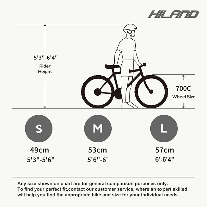 HILAND Adult Road Bike 700c Racing Bike with 14 Speeds, Aluminum Frame, Caliper Brake, City Commuter Bicycle for Women Men
