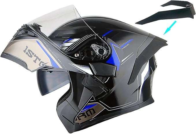 1Storm Motorcycle Modular Full Face Flip up Dual Visor Helmet + Spoiler: HB89 Storm Blue