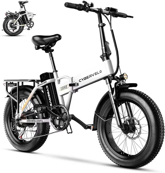 1000W Folding Electric Bike, 48V 20AH Large Removable Battery E Bike, 30+MPH, 80 Miles Max Range, 20" Fat Tire Electric Bike for Adults, Adult Electric Bicycles for Long