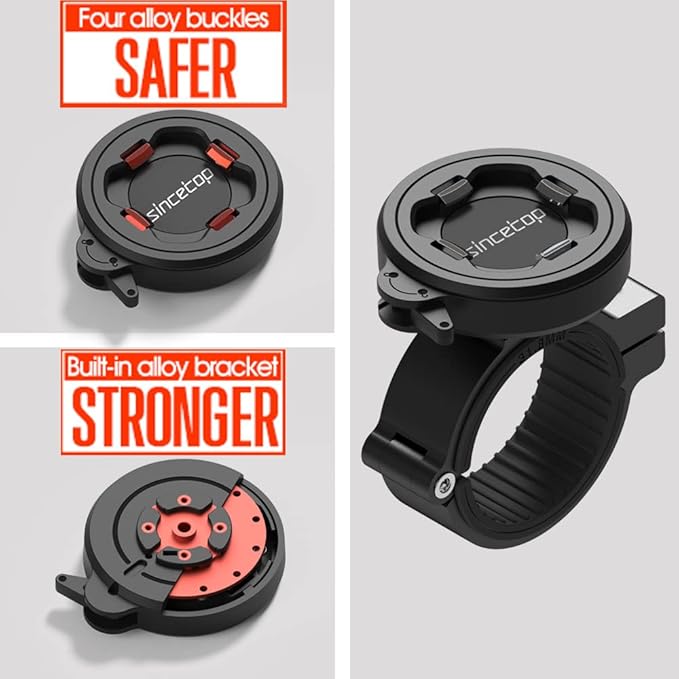 sincetop Bike Phone Mount, Quick Release Motorcycle/Bicycle Phone Holder - Robust Aluminum Stem Phone Mount for MTB/Mountain/Road Bicycle/Scooter Handlebar Clamp for iPhone and 4"-7.3" Smartphones