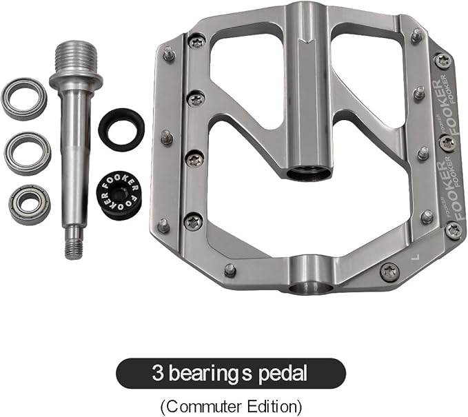 FOOKER Bike Pedals Non-Slip Aluminum Alloy MTB Mountain Bike Pedals 3 Bearing 9/16" for Road BMX MTB Bikes
