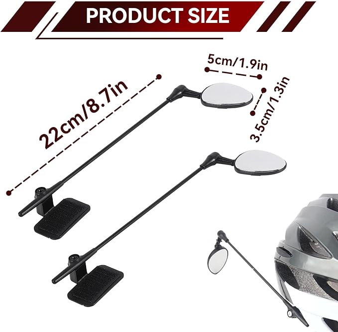 2 PCS Bike Helmet Mirror, Adjustable Handlebar View Mirror Lightweight Cycling Rear View Mountain Road Bike Helmet Rearview for Cycling