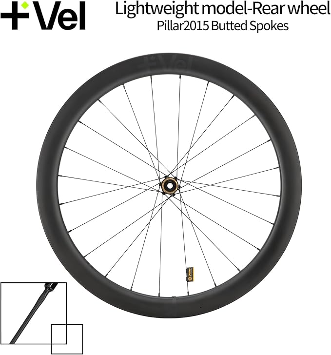 MEROCA VEL Road Bike Carbon Wheelset 700C Clincher Wheelset 50/60mm Deep Disc Brake Clincher/Tubeless Ready, 36T Ratchet Hub, Pillar Spokes