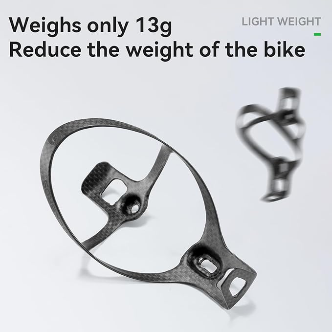 ROCKBROS Carbon Fiber Bike Water Bottle Holder 13g Ultra-Light Bicycle Bottle Cage One-Piece Design Water Cup Cage for Road MTB Mountain Bikes Cycling Accessories