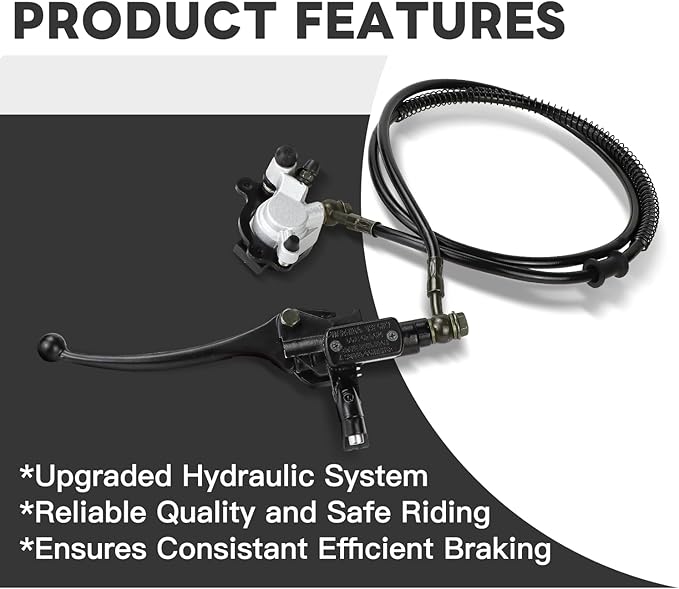 Upgraded Hydraulic Brake System Hand Brake Master Cylinder Caliper with Brake Pad Assembly 50 Inch Hose for 98cc 3.0HP Baja Hensim Doodle Bug DB30 Mini Bike Parts