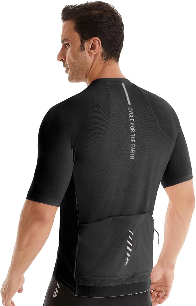 Wulibike Cycling Jersey Men Short Sleeve, Road Bike Shirts 1/4 Zipper with Pockets, Bicycle Clothing Breathable Quick Dry