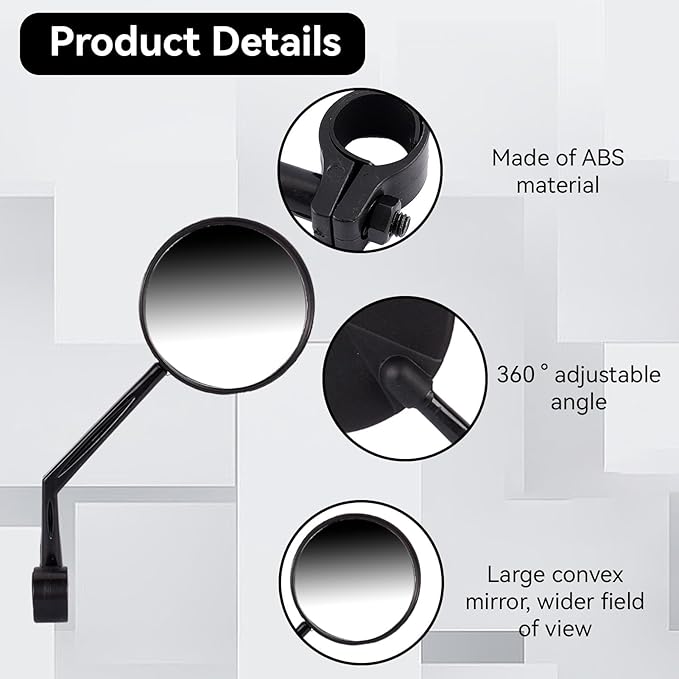 Bike Mirror Handlebar Mount, 2PCS Adjustable Bike Rear View Mirror Bicycle Mirrors for Handlebars Mountain Road Bike Scooter
