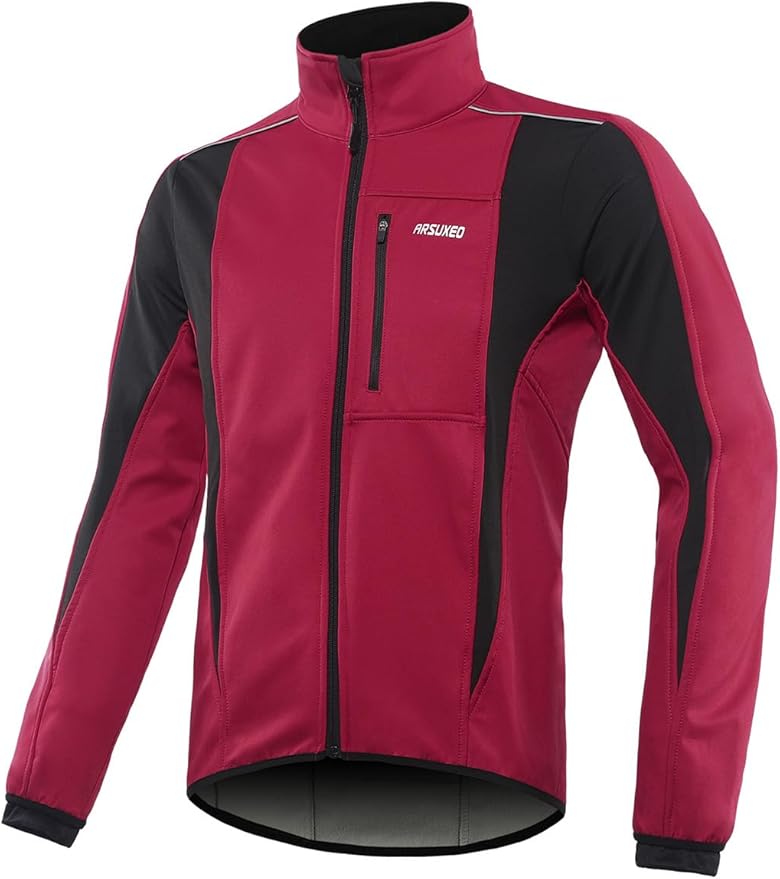 ARSUXEO Winter Warm UP Thermal Softshell Cycling Jacket Windproof Waterproof 15-k