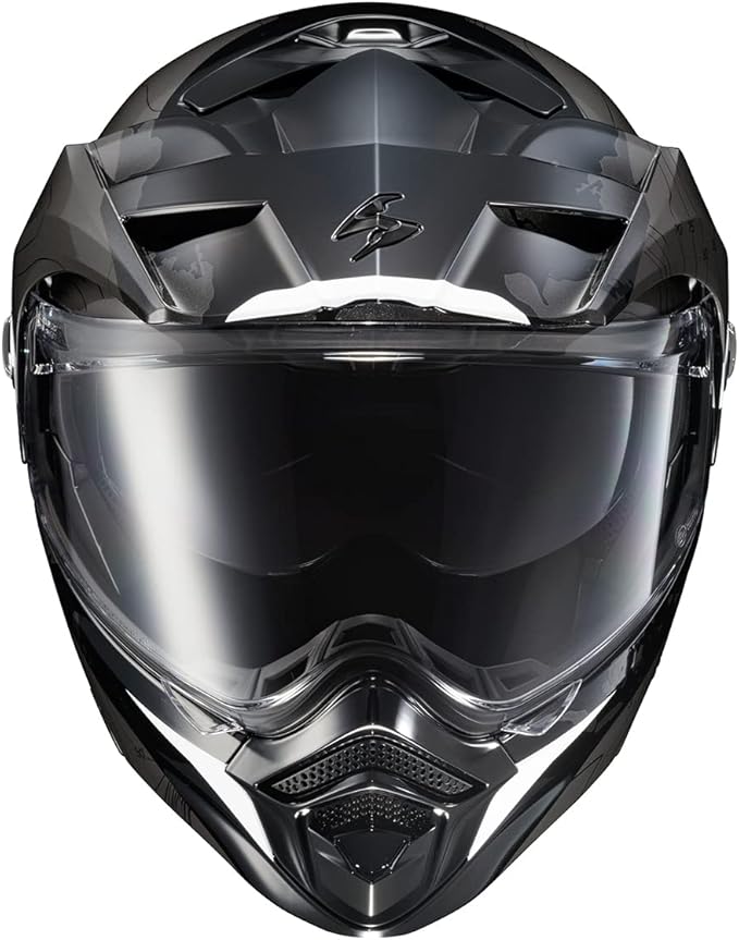 ScorpionEXO AT960 Modular Adventure Street Motorcycle Helmet with Bluetooth Ready Speaker Pockets DOT ECE Approved Topographic (White Small)