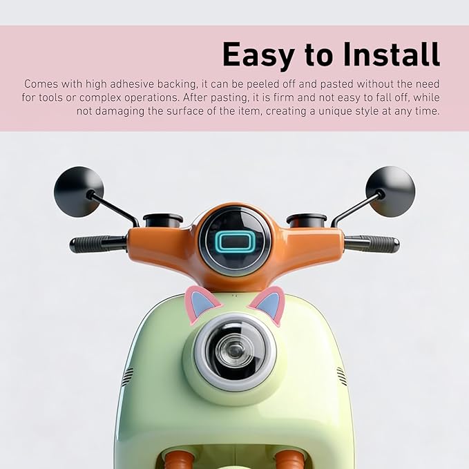 2 Pairs Cute Cat Ears Helmet Decorations, Removable Kitty Ear Stickers, Self Adhesive Kitty Ear Attachments, Universal for Most Bike, Electric Scooter & Motorcycle Helmets (Pink & Blue)
