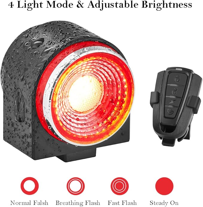 G Keni Smart Brake Sensing Rear Bike Lights, Auto Light Sensing Bike Tail Light, IPX6 Waterproof, Ultra Bright LED Taillights, Rechargeable Safety Road Back Bicycle Lights for Night Riding