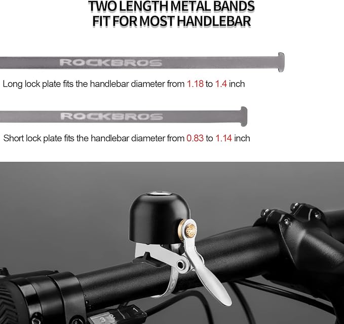 ROCKBROS Bike Bell Classic Bicycle Bell for Bike Ring Bell with Loud Sound Bells for Road Mountain Bike Handlebars Adults
