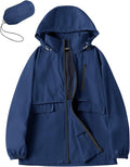 Avoogue Rain Jacket Women with Hooded Lightweight Waterproof Raincoats Packable Zipper Pockets Windbreakers