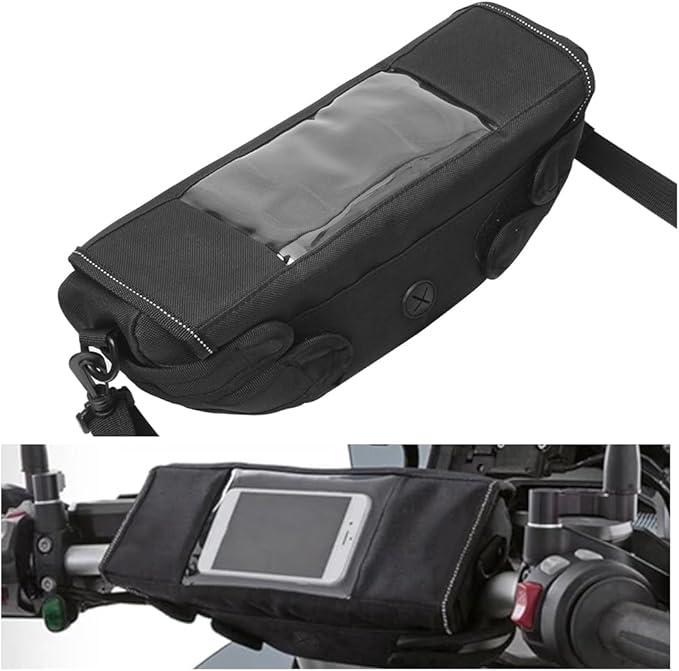 H RUO Waterproof Handlebar Storage Bag Motorcycle Bike Handle Bar Bag with Phone Pouch Compatible with bmw F750GS F850GS R1200GS Triumph Honda Yamaha Suzuki