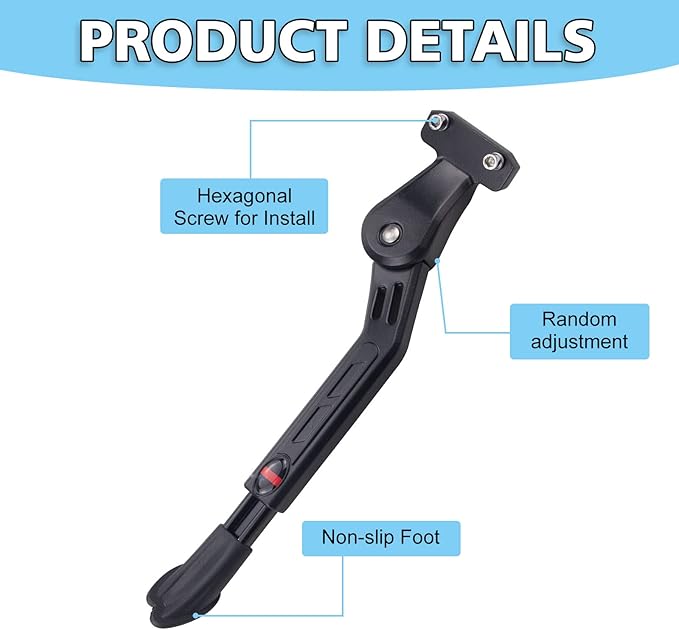 WEEROCK Adjustable Rear Bike Kickstand Aluminium Alloy Kick stand Fits For 22/24/26/28 Inch Mountain bike,Road bicycle,MTB,E-Bikes