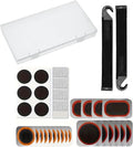 Bike Tire Repair Kit,Bicycle Inner Tube Repair Kit with 26 Glueless Patch Kits, 2 Tire Levers, 4 Metal Rasps, Inner Tube Patch Kit Suitable for MTB BMX Road Mountain Bike
