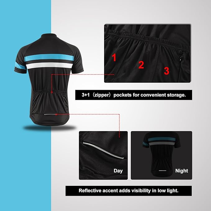 BERGRISAR Men's Cycling Jerseys Short Sleeves Bike Shirt