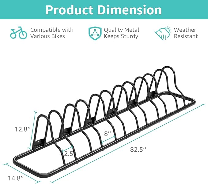 Outdoor Bike Rack Garage Floor - 6 Bicycle Racks & Stands Kids Bike Parking Organizer Indoor Bike Storage Holder