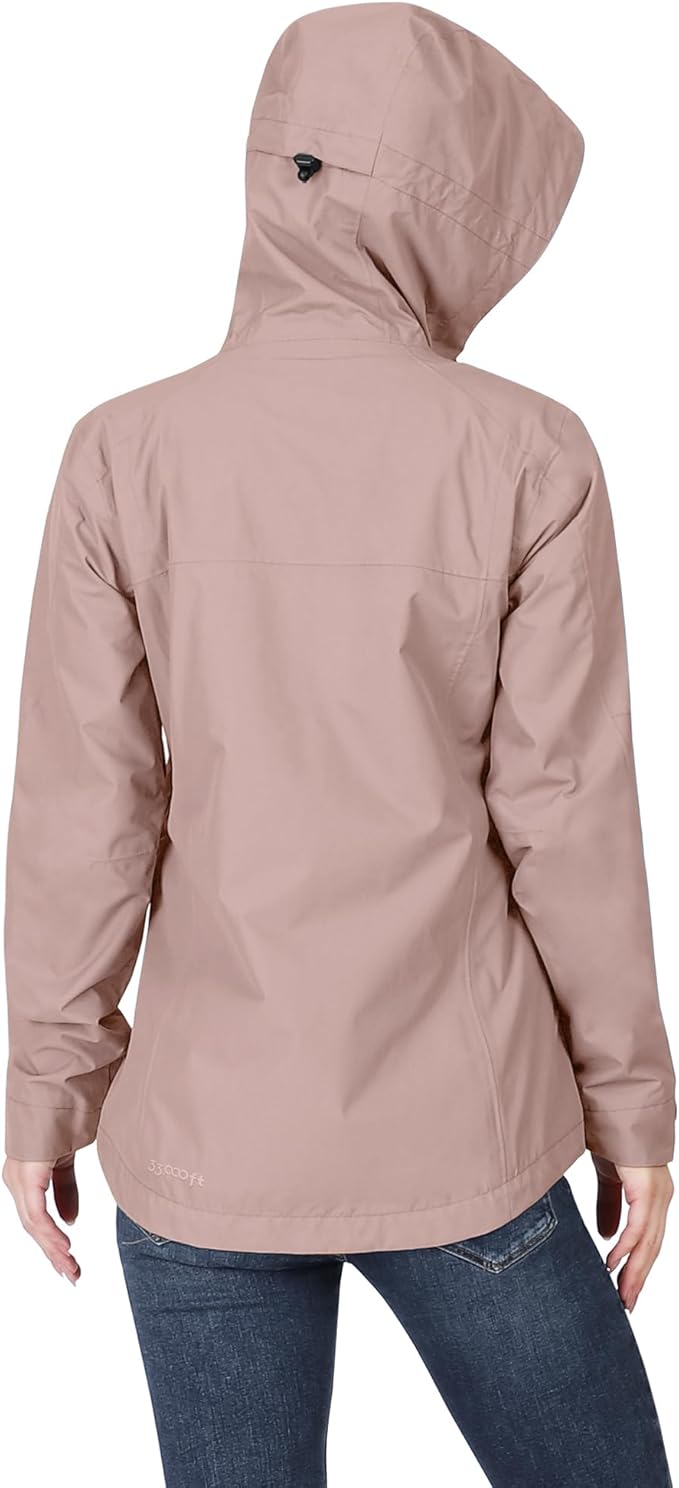 33,000ft Packable Rain Jacket Women Lightweight Waterproof Raincoat with Hood Cycling Bike Jacket Windbreaker