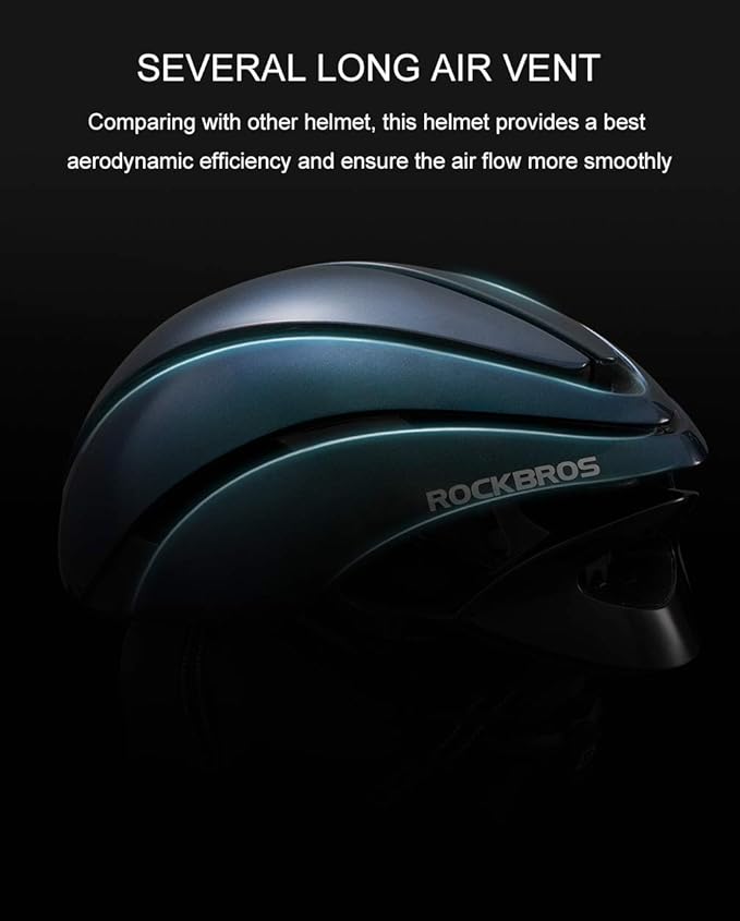 ROCKBROS Adult Bike Helmet Streamlined Aerodynamic, Comfortable Y - Shaped Strap Cycling Helmet for Men Women (58-62 cm) Reflective Adjustable Webbing for Road & Mountain Biking