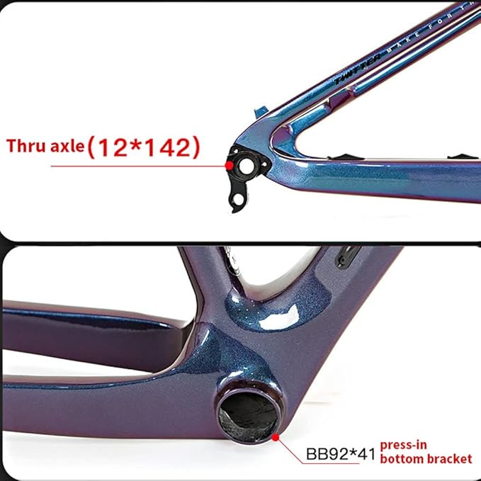 Carbon Bike Frame 27.5er 29er Hardtail Mountain Bike Frame 15'' 17'' 19'' XC Disc Brake Frame Thru Axle 12 * 142mm Internal Routing(Yellow,15'')