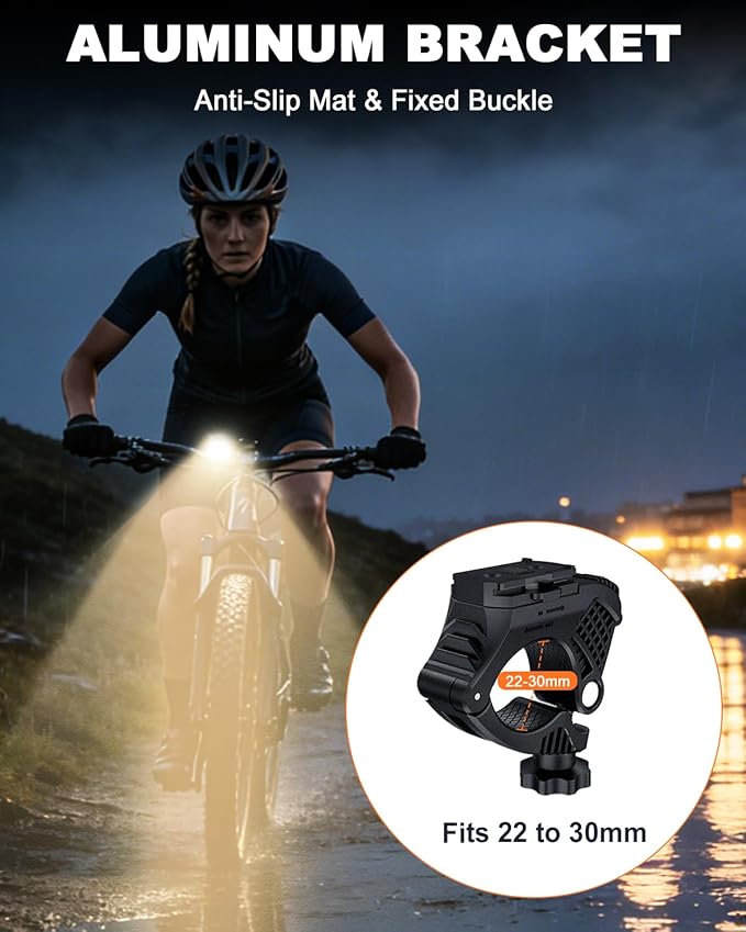 Super Bright LED Bike Light for Night Riding, Aluminum Alloy Bike Headlight USB Rechargeable, 5+5+3 Modes, 5000mAh Type-C Reverse Charging, Waterproof Bicycle Front Lights, 360° Rotatable Bracket