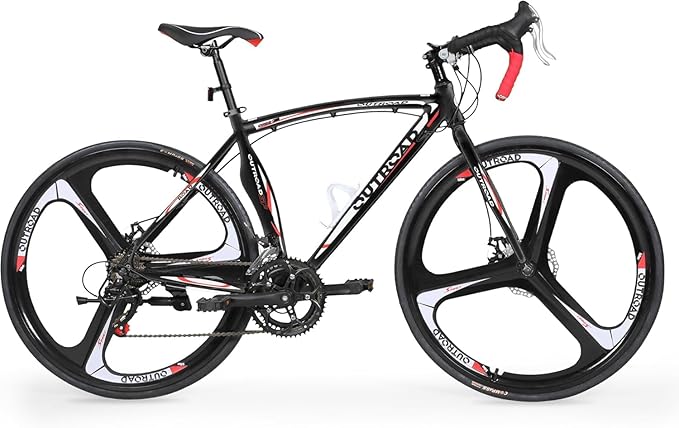 700C Lightweight Aluminum Road Bike – 14-21 Speed Commuter Bicycle with Dual Disc/V Brakes for Men & Women (Black, Red, Blue, White)