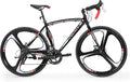 700C Lightweight Aluminum Road Bike – 14-21 Speed Commuter Bicycle with Dual Disc/V Brakes for Men & Women (Black, Red, Blue, White)