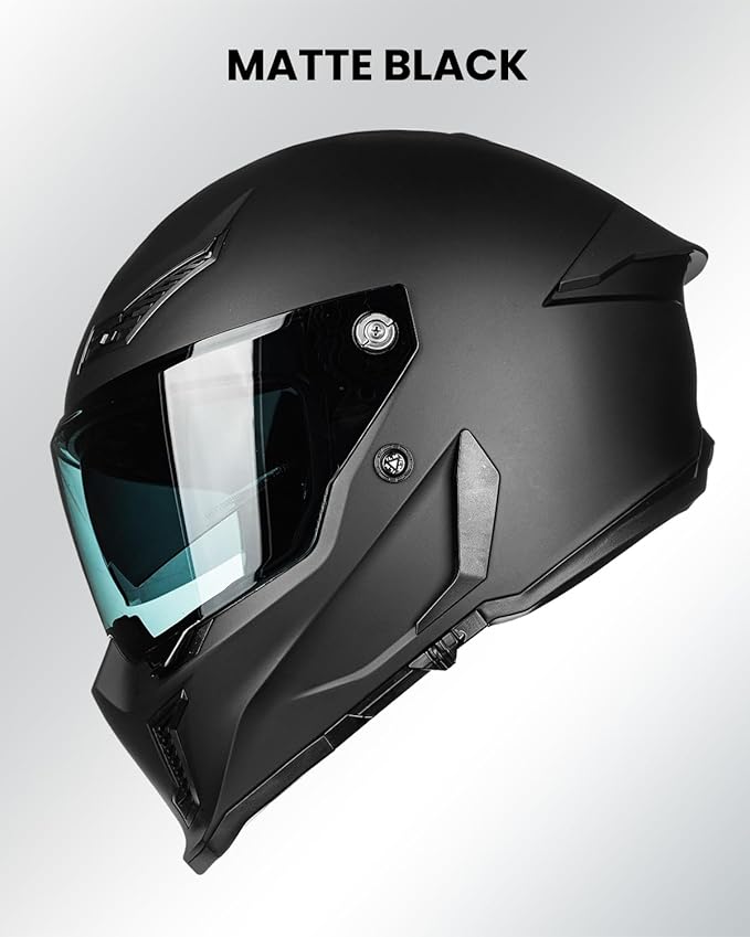 ILM Motorcycle Helmets for Adult Men Women Full Face DOT ECE Powersports Dual Visor Street Racing Helmet with Pinlock Cascos para Motos Model MF509 (Matte Black, S)