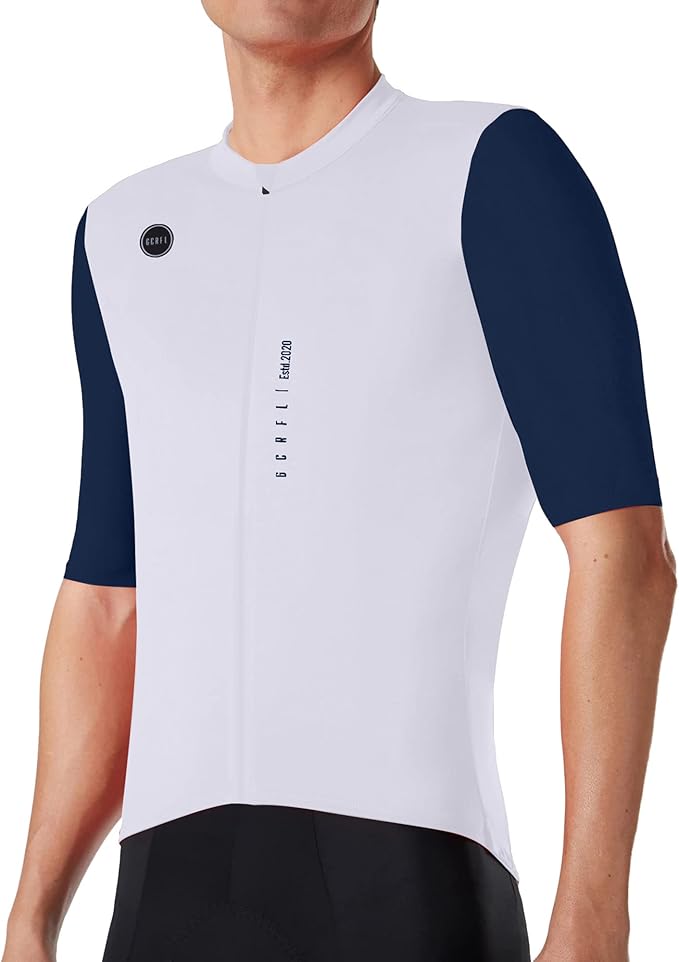 GCRFL Cycling Jersey Men Shorts Sleeves Road Bike Jersey Bicycle Tops Shirt, Zipper Pocket UPF 50+ Lightweight PRO Race Fit