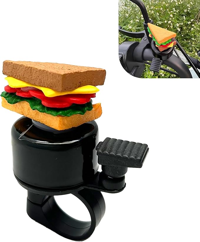 Bike Sandwich Bell, Aluminum Alloy Bicycle Bell with Plastic Base, Loud Crisp Clear Sound Bicycle Bells, Universal for Road Mountain Scooter Tricycles Bike