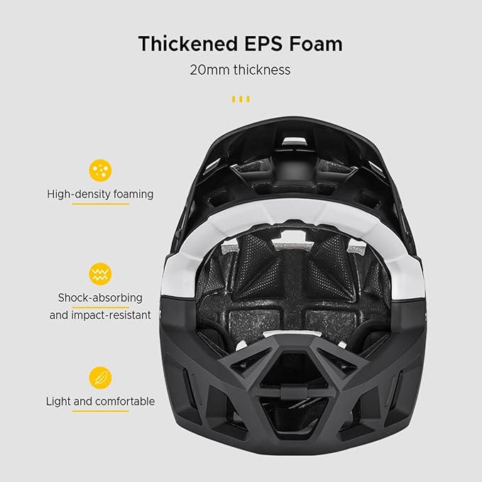 Lixada Adult Bike Helmet, Full Face Mountain Bike Helmet Lightweight Bicycle Helmet with Pads & Visor, Comfort Cycling Helmet Racing Downhill MTB Helmet for Men Women
