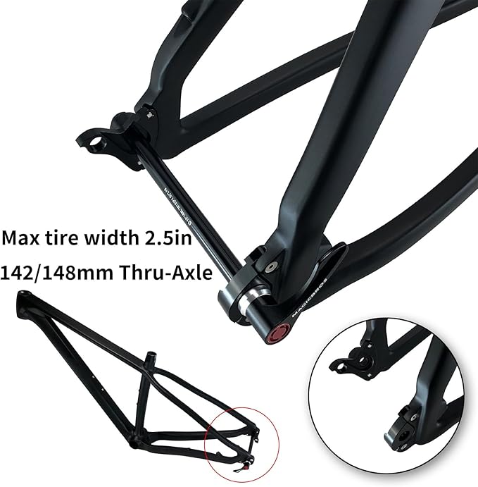 Mountain Bike Hardtail Disc Brake Frame 27.5er 29er Carbon Fibre Rigid Frame 15/17/19in Thru-Axle Frame 142mm/148mm XC Cyclocross Bikes Frame Full Internal Routing(29 * 15"_142MM)