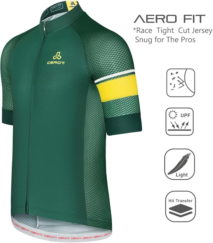 CEROTIPOLAR Snug Fit Men AirCool Cycling Jersey Bike Shirts UPF50+,PRO Dry Fit Light Weight Fabric