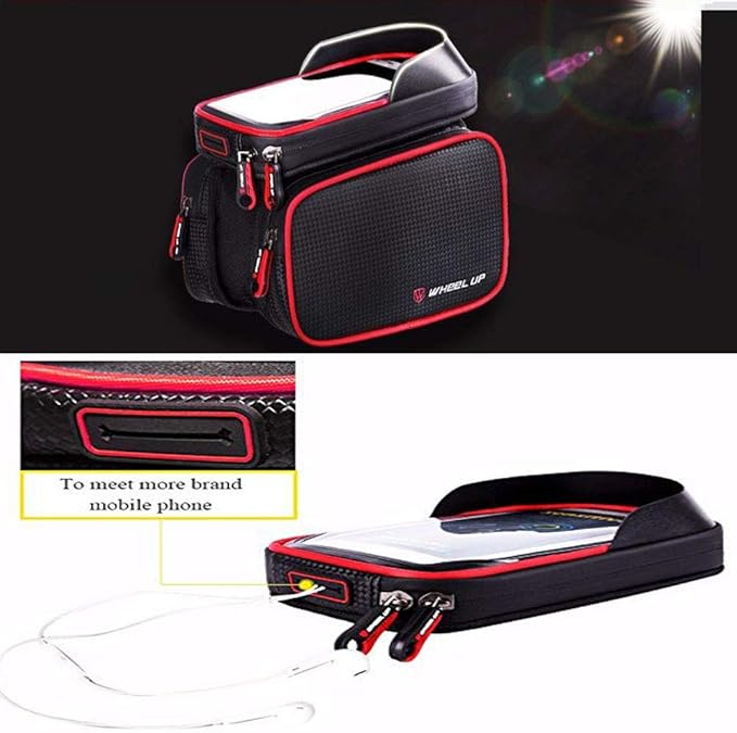 Bike Frame Bag, Bicycle Phone Mount, Waterproof Cycling Front Top Tube Pouch Pannier Bike Phone Holder Stand Cycle Crossbar Storage Bags for iPhone 14 13 12 11 Pro Max X Samsung Smartphone up to 6.7''