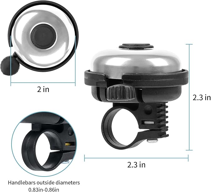 Classic Bike Bell, Aluminum Bicycle Bell, Loud Crisp Clear Sound Bicycle Bike Bell for Adults Kids