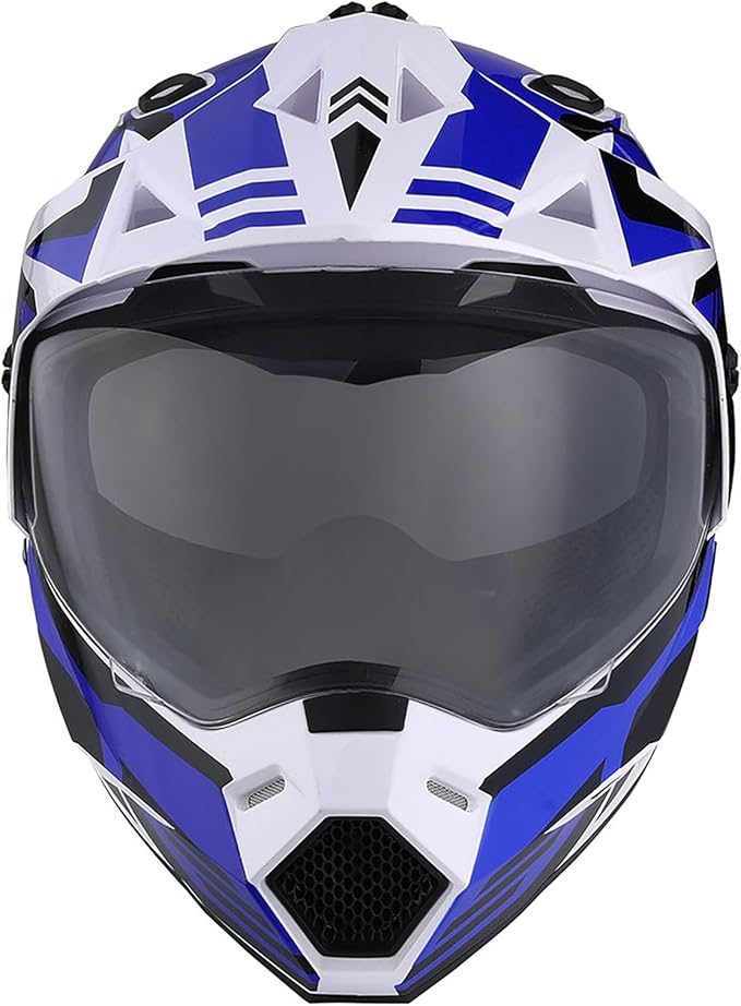 1Storm Youth Kids Dual Sport Dual Visor Motorcycle Motocross Off Road Full Face Helmet Matt Black