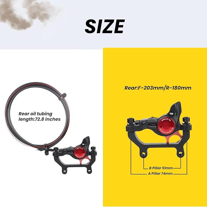 Hycline Ebike Hydraulic Disc Brake Set: Zoom H875E 2-Pistons Power-Off Electric Bike Brake Kit with 2-PIN Sensor Included 160mm/180mm Rotors and Mounting Adapter