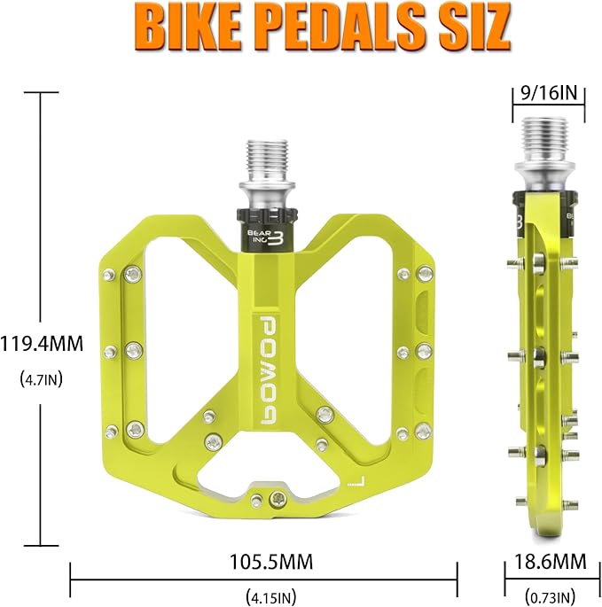 Bike Pedals 9/16" Lightweight Non-Slip Bicycle Platform Pedals - Fits Most Adult Bikes & Mountain Bikes &MTB, Road Bikes and Slip-Resistant Design