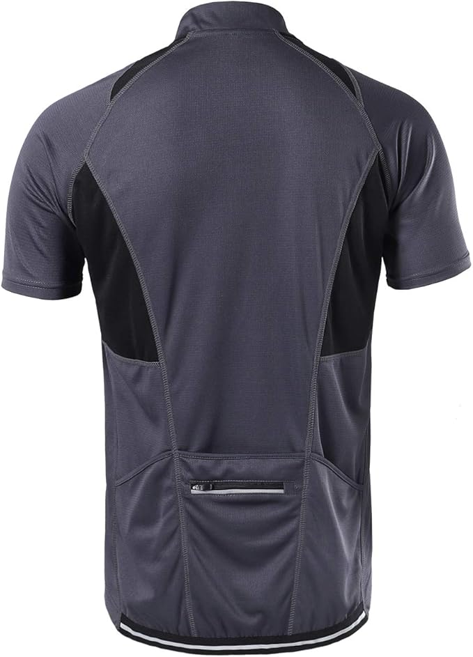 BERGRISAR Men's Half Zipper Cycling Jersey Short Sleeves Bike Bicycle Shirts with Zipper Pocket Quick-Dry Breathable BG060