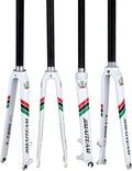 28.6mm Straight Bikes Front Forks 700C Road Bikes Forks Carbon Fiber Disc Brake Bikes Rigid Forks 9 * 100mm Quick Release(White)