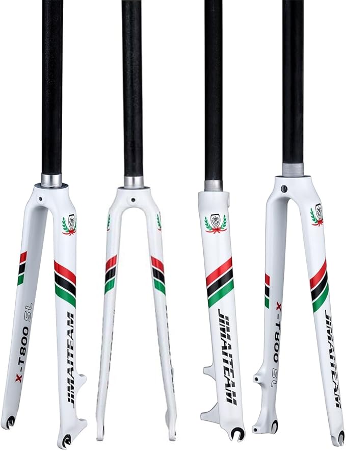 28.6mm Straight Bikes Front Forks 700C Road Bikes Forks Carbon Fiber Disc Brake Bikes Rigid Forks 9 * 100mm Quick Release(White)