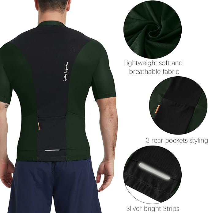 Santic Men’s Cycling Jersey Short Sleeve Bike Shirts for Men Bicycle Jacket with Pockets Breathable & Quick Dry Yorkson