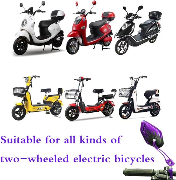 Bicycle Mirrors for Handlebars 2 Pack,Essential Electric Bike Accessory,Mirrycle Bike Mirror,Bike Mirrors for Safe Riding,Handlebar Rearview Mirror,Lowrider Bike Parts & Accessories(purple)