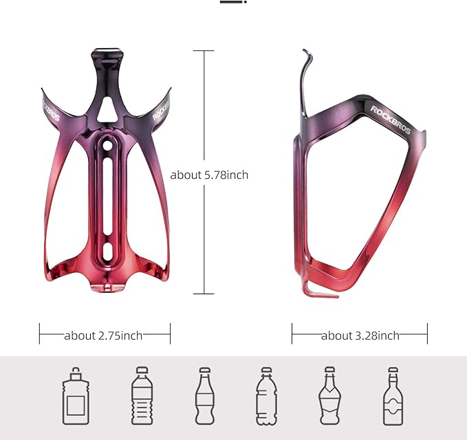 ROCKBROS Durable Aluminum Water Bottle Holder Bike Bottle Holder with Electroplating & Integrated Molding - Lightweight for Bicycle MTB, Road/Mountain Bikes
