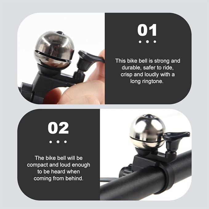 IMIKEYA Vintage Bike Bell and Scooter, Silver Removable Handlebar Ring Bell, Loud Crisp Sound Bicycle Accessory for Mountain and Road Bikes
