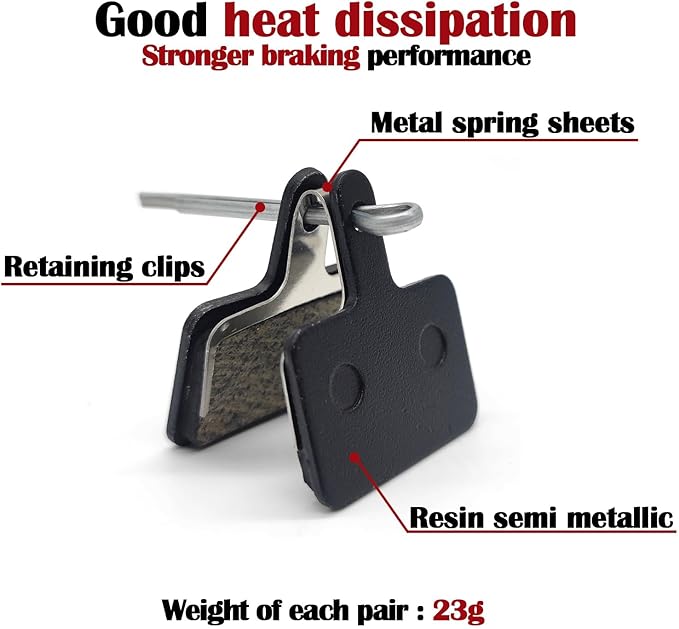 BlingKingdom 4 Pairs Bicycle Disc Brake Pads, Resin Brake Pads Replacement, Compatible with M315 M355 M515 M525 C501 C601 M375 M395 M415 M416 M446 M465 M475 M485 M486 (Black)