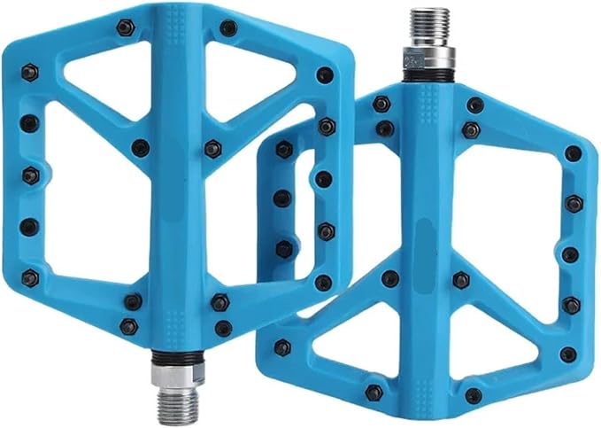 Bicycle Pedals Nylon Footrest Flat Mountain Bike Paddle Grip Pedalen Bearings Footboards Cycling Foot Hold(Blue)