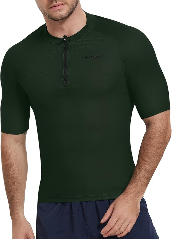 Santic Men’s Cycling Jersey Short Sleeve Bike Shirts for Men Bicycle Jacket with Pockets Breathable & Quick Dry Yorkson